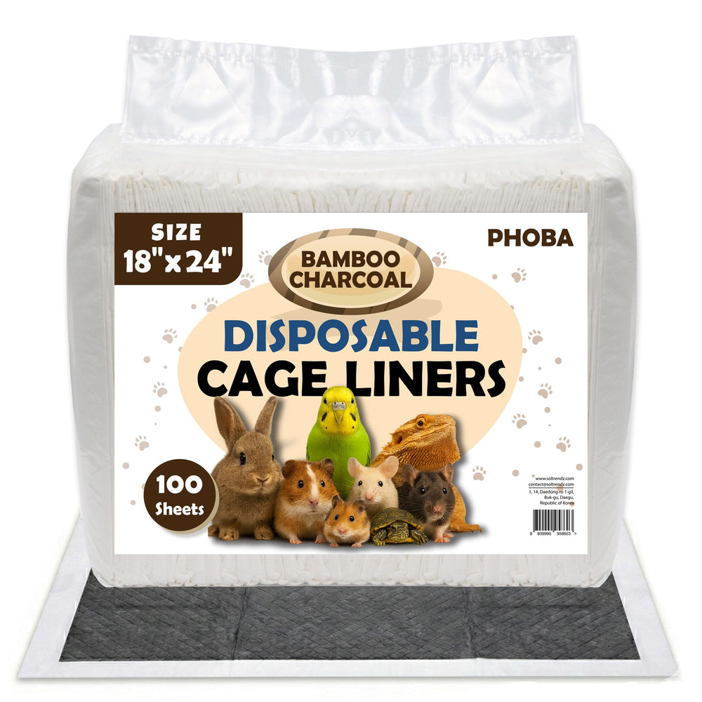 PHOBA Charbon Bambou — emballage de 100 feuilles, contrôle des odeurs autour de la cage.