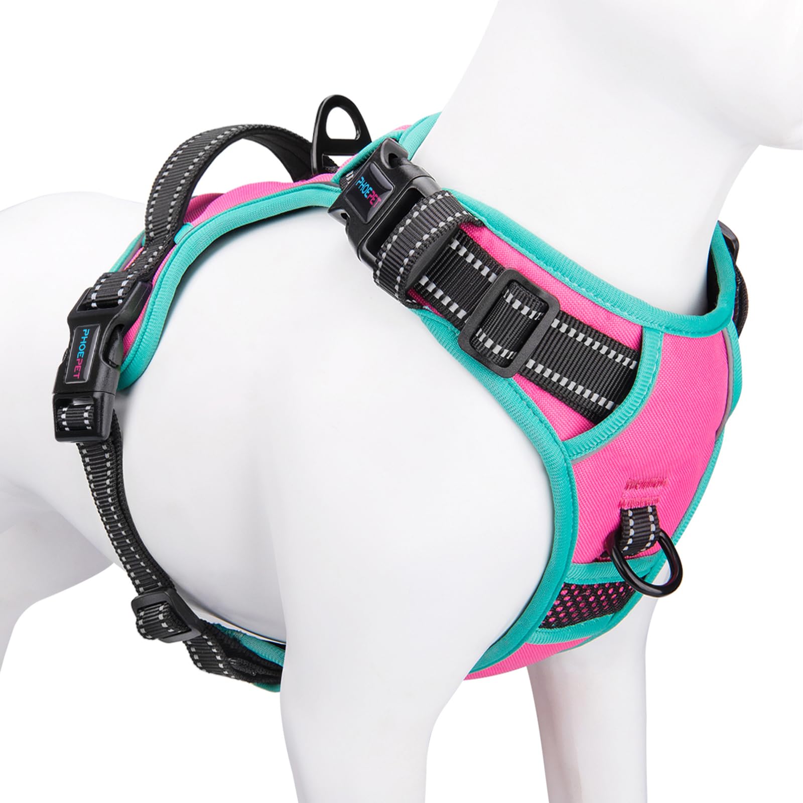 PHOEPET harnais anti-pull chien rose M, confort et contrôle lors des promenades.