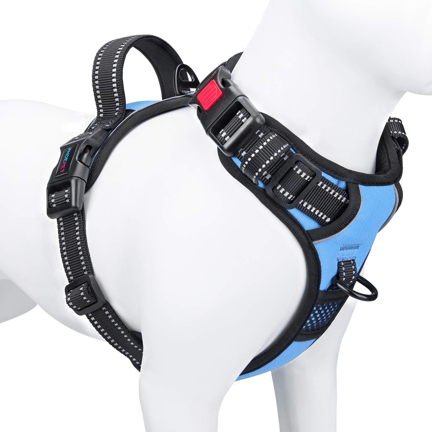 PHOEPET Harnais anti-traction réfléchissant pour chien avec 3 boucles