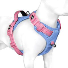 PHOEPET harnais chien sans tir bleu pastel, mise en place rapide pour les sorties.