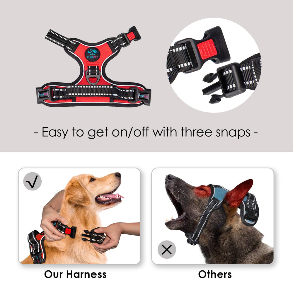 PHOEPET harnais chien trois boucles facilite l’enfilage et le retrait.