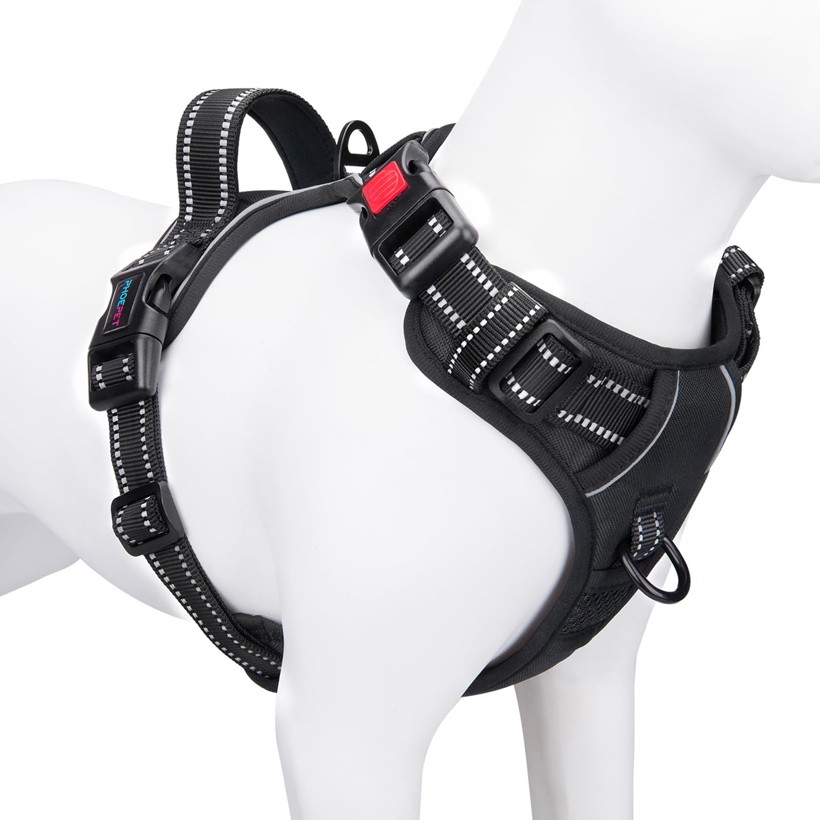 PHOEPET harnais réfléchissant grande taille noir, meilleure visibilité nocturne.