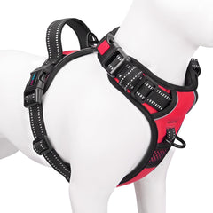 Harnais PHOEPET Reflectif XL rouge avec attache avant pour limiter les tirages.