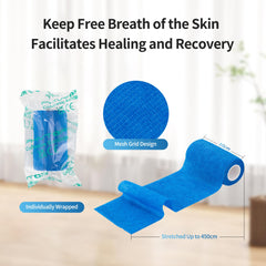 Bandage adhésif PHYTOP bleu sur les doigts, fixation sans outils.
