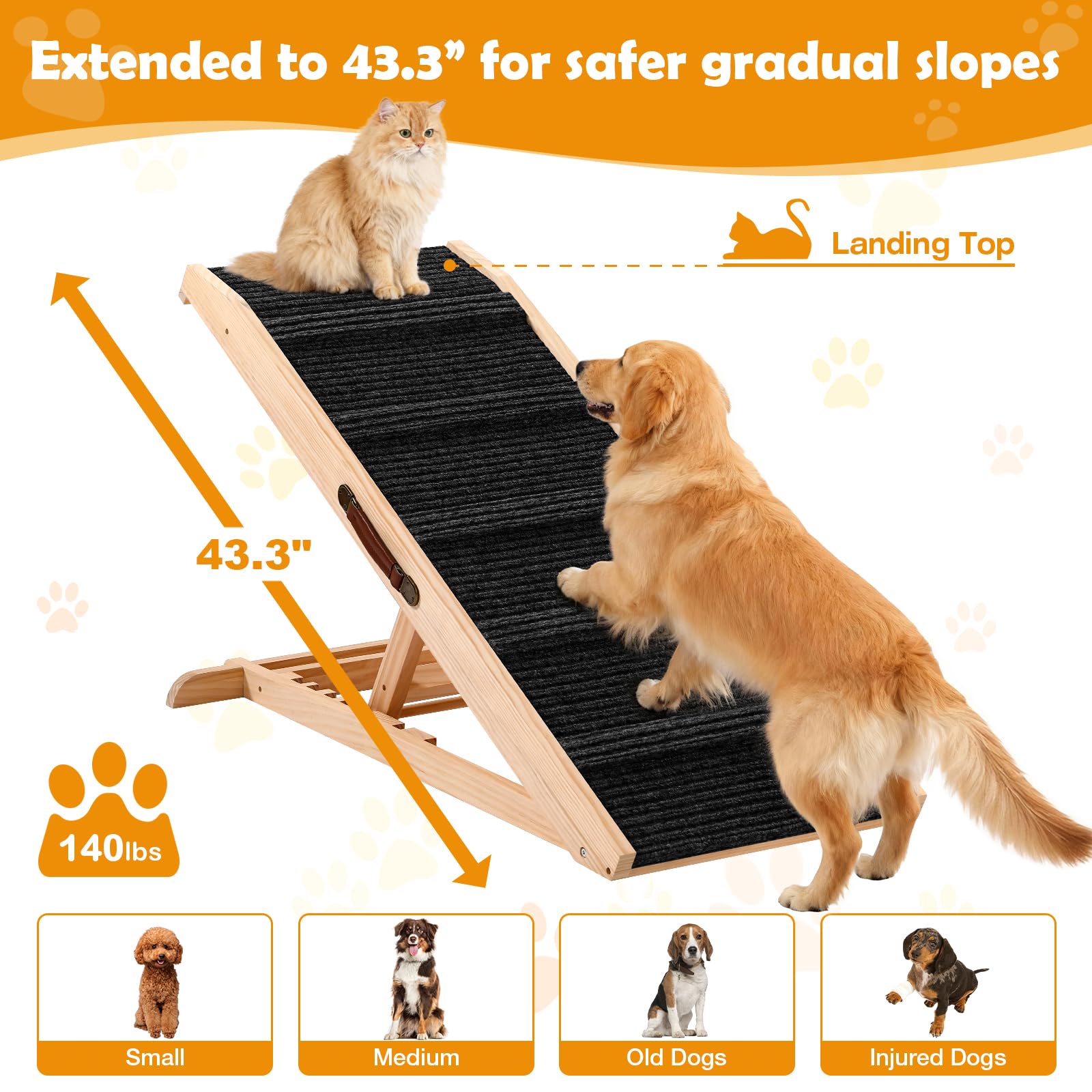 PiChongspace rampe chien, six niveaux pour canapé et lit
