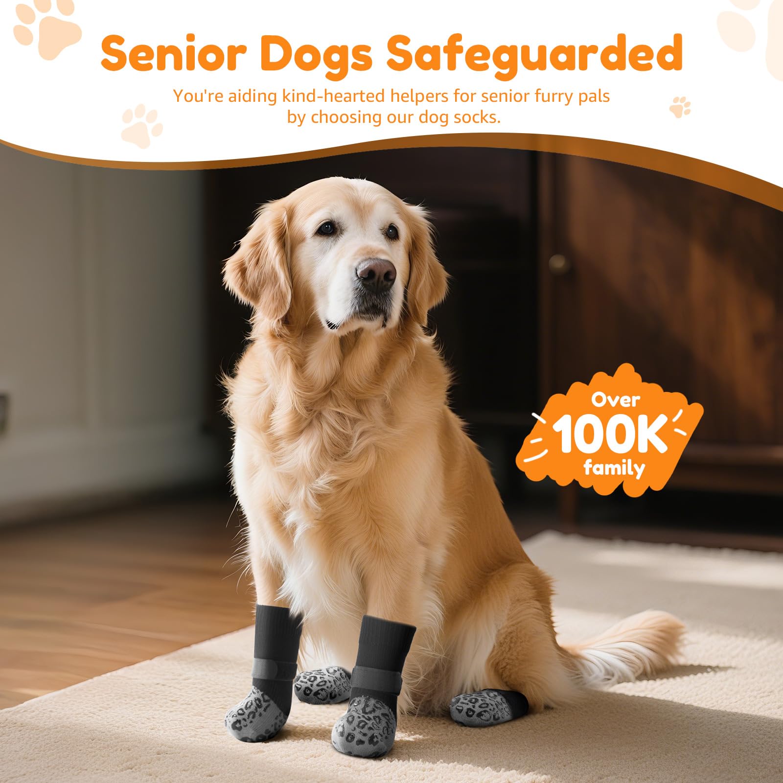 Chaussettes Pick For Life pour chien senior, securite escalier