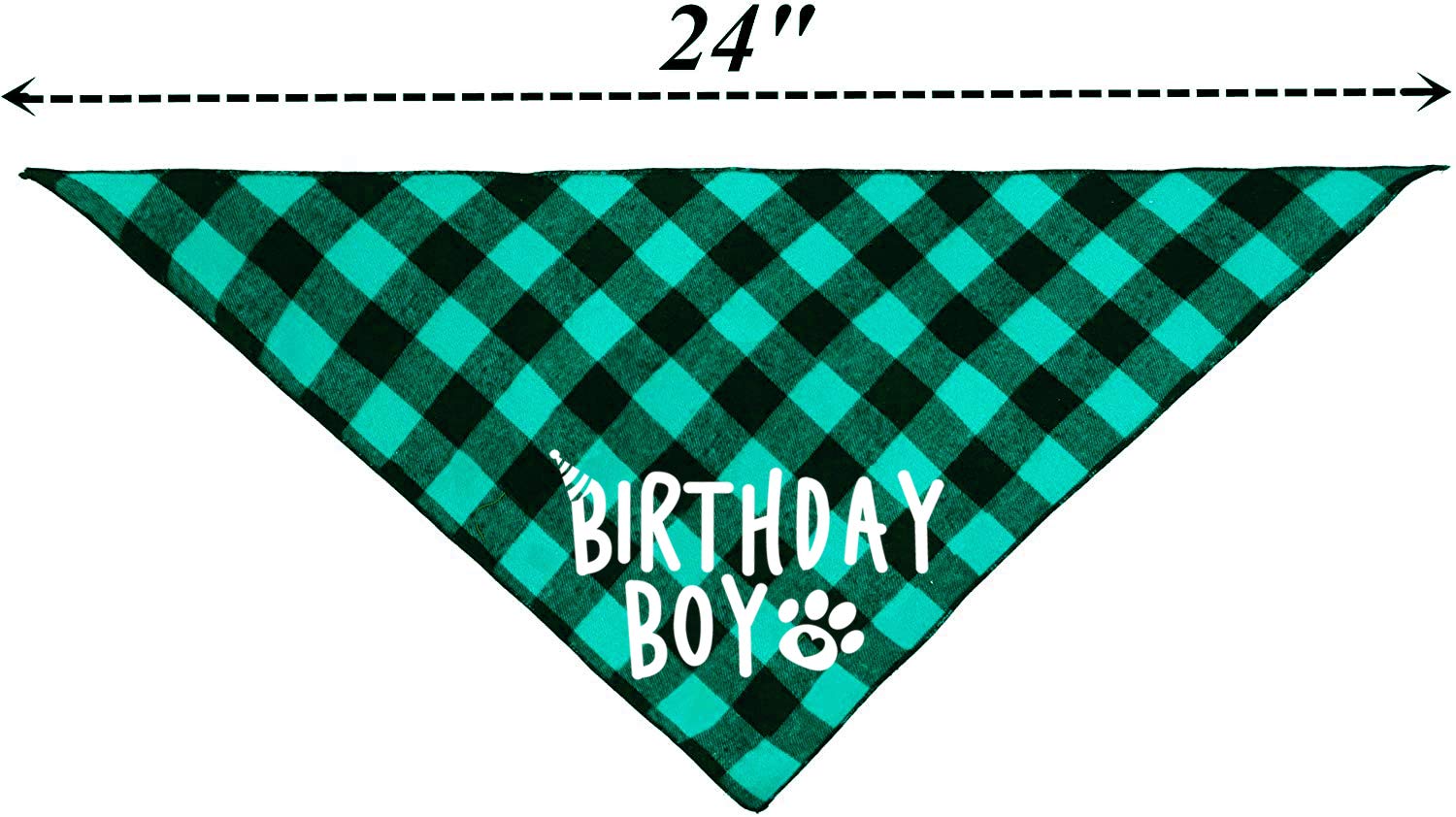 Bandana PICKUPIK anniversaire vert côté 24 pouces pour différentes tailles de chiens.