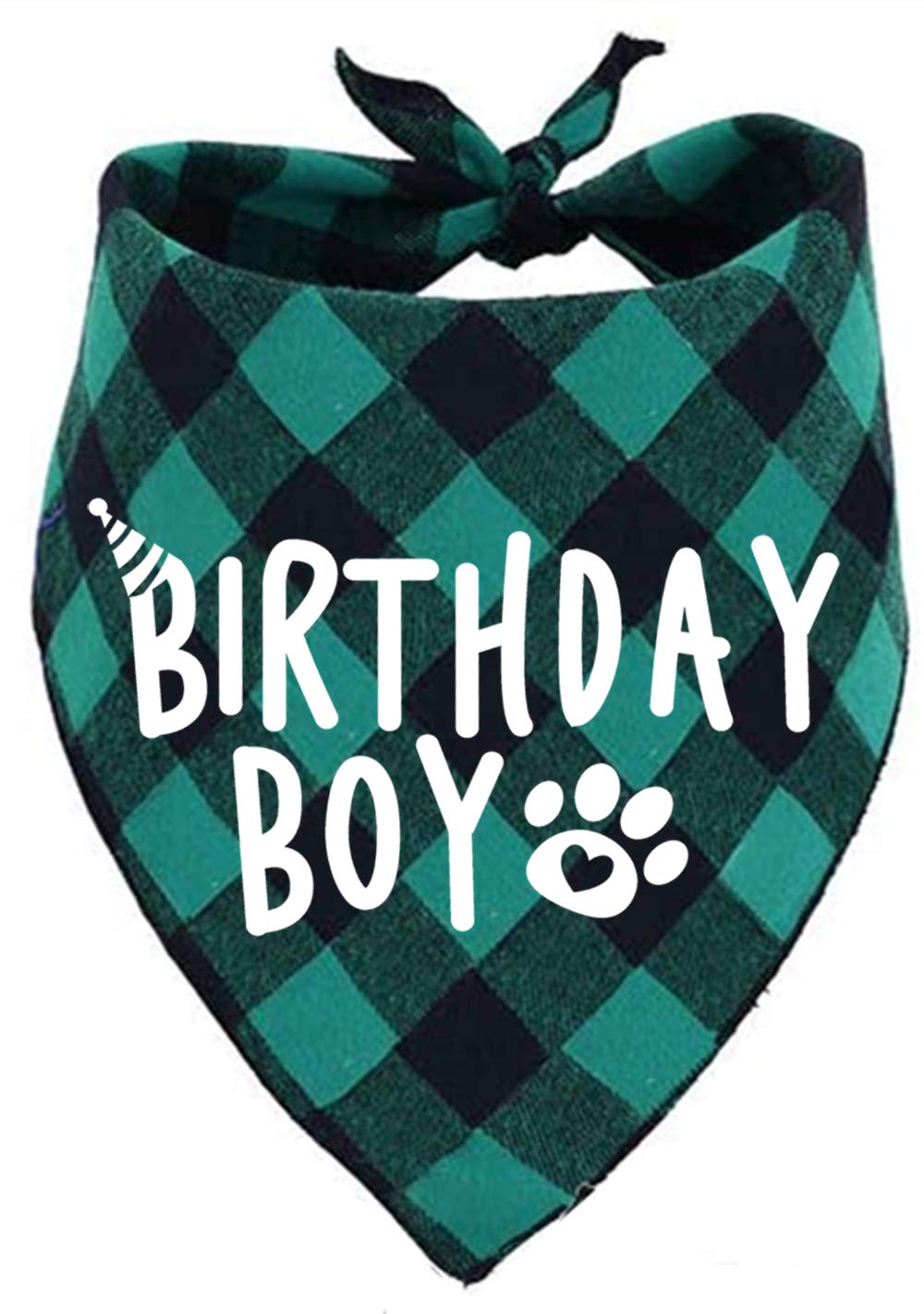 Bandana PICKUPIK anniversaire vert à motifs carreaux, parfait pour les photos festives du chien.