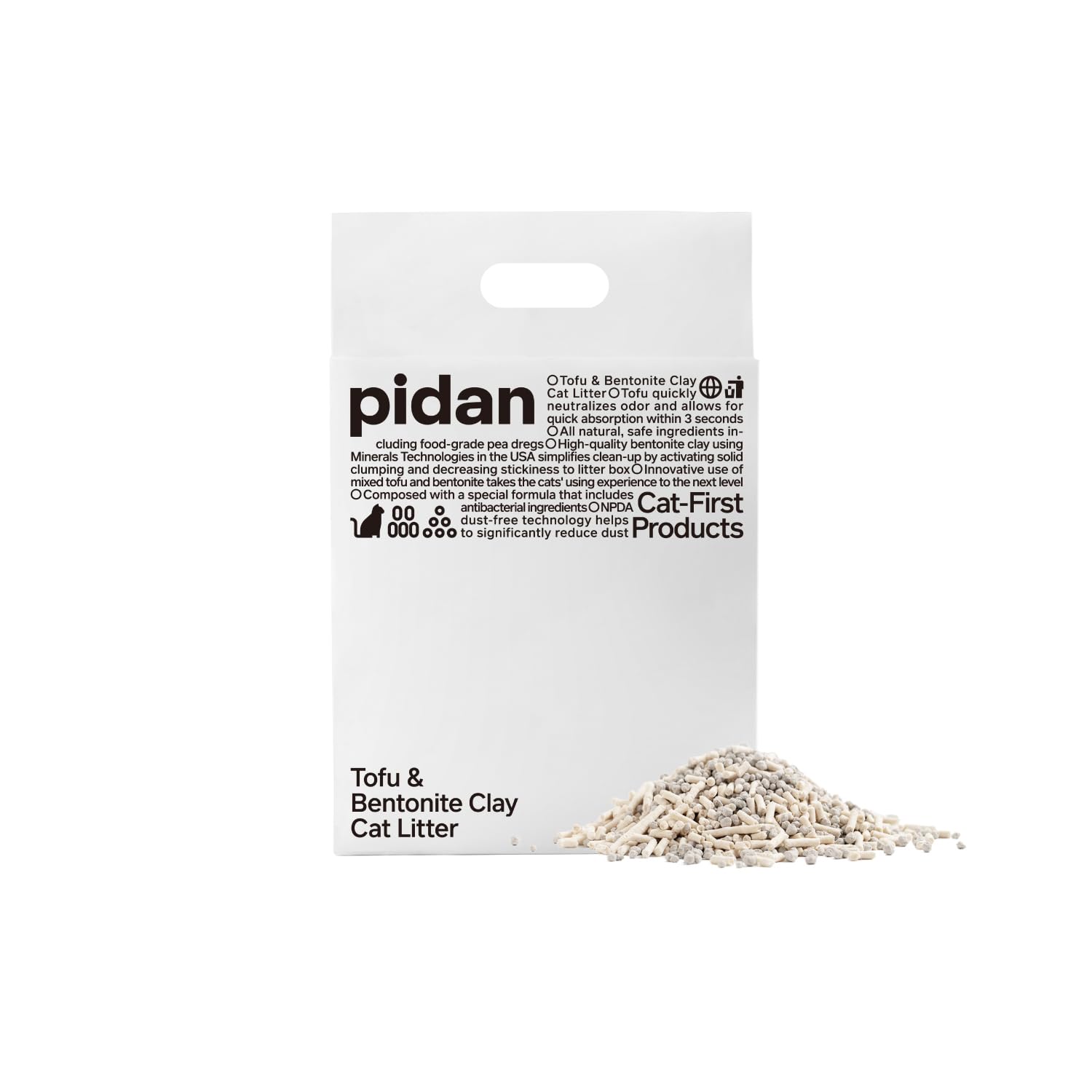 Litière Pidan Mix pour chats: contrôle efficace des odeurs et absorption élevée.