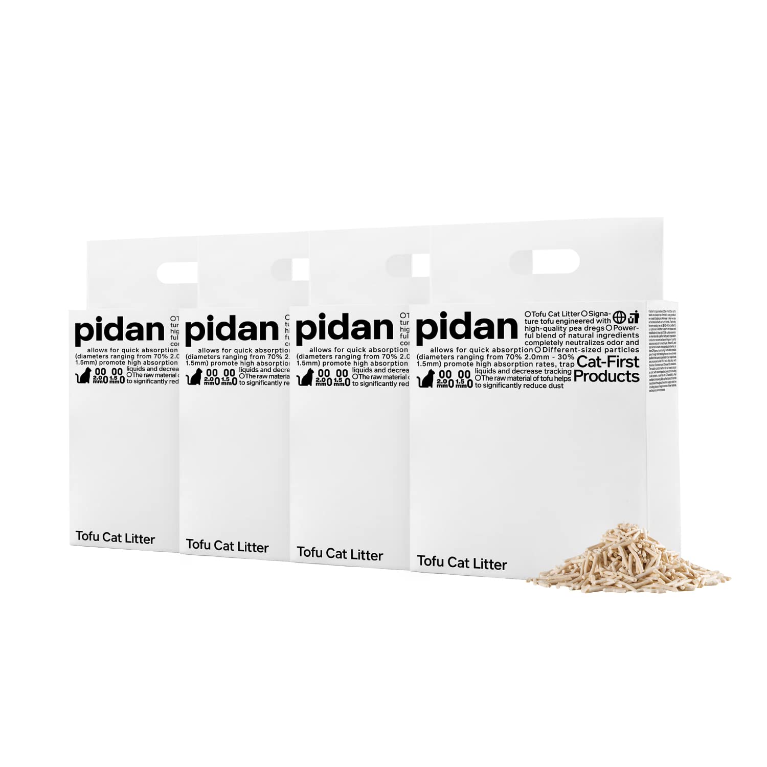 Litière pidan Tofu agglomérante en action, agglomération rapide pour nettoyage simplifié.
