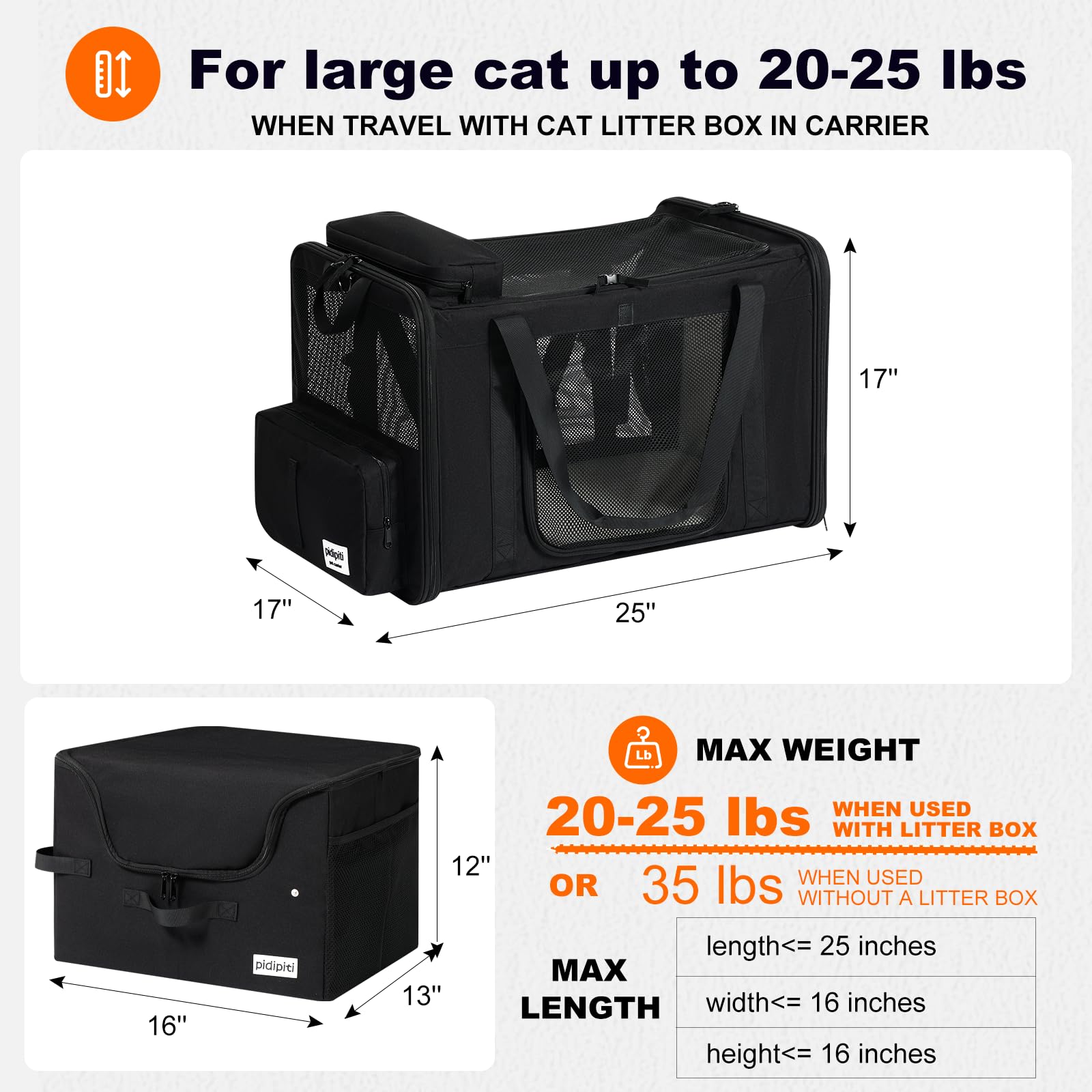 Pidipiti carrier-chat extendable, extension généreuse pour plus d’espace en voyage