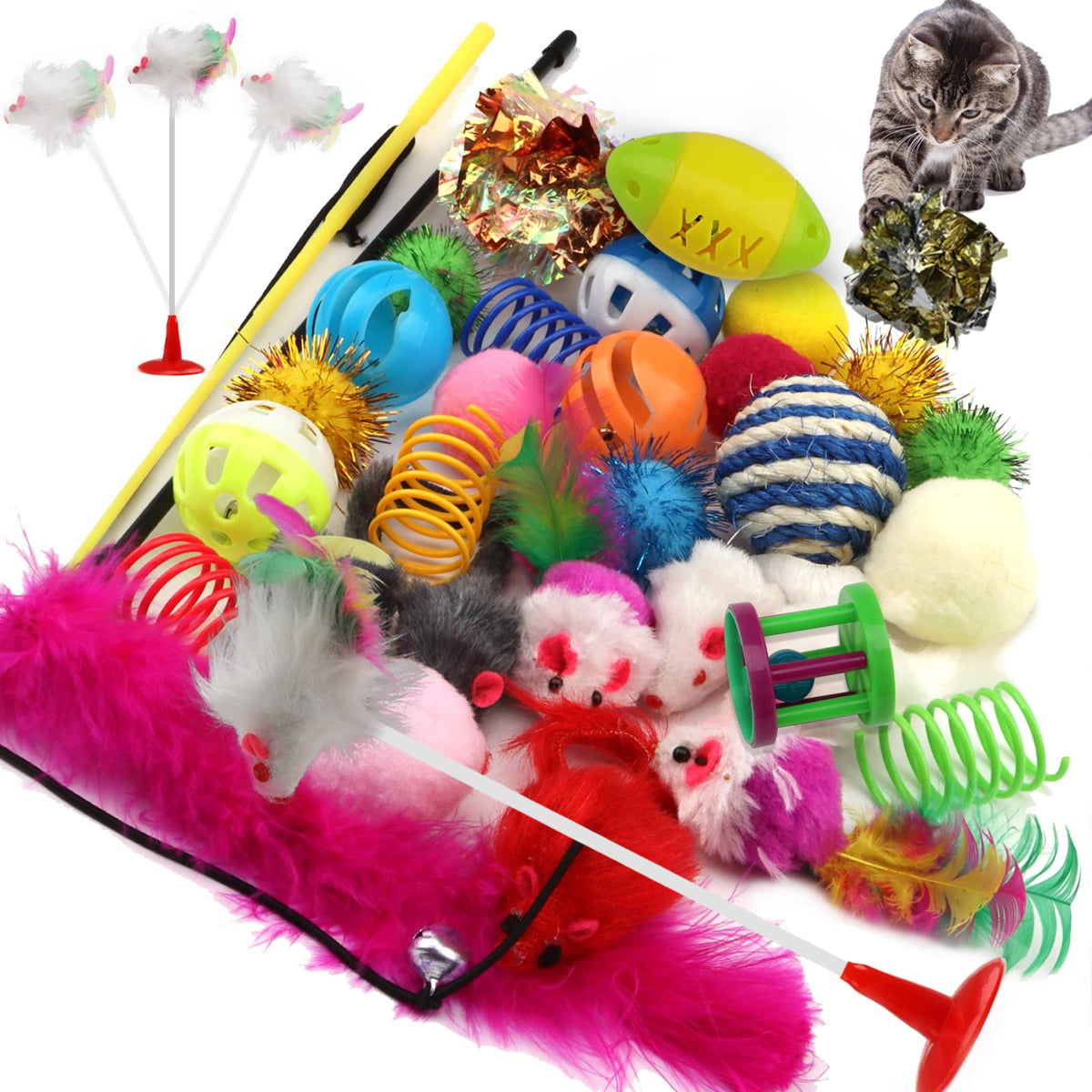 PietyPet kit jouets chat 32 pièces pour stimuler l'activité quotidienne