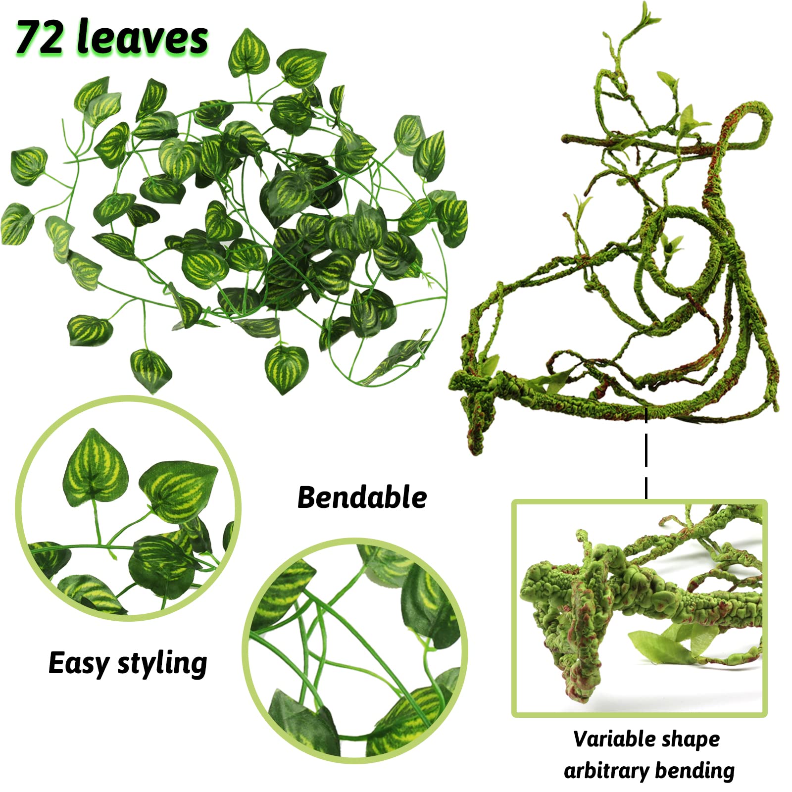 PietyPet mini-plante lierre suspendue style 1, cachette naturelle