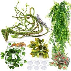 PietyPet plante terrarium flexible avec feuilles réalistes pour reptiles