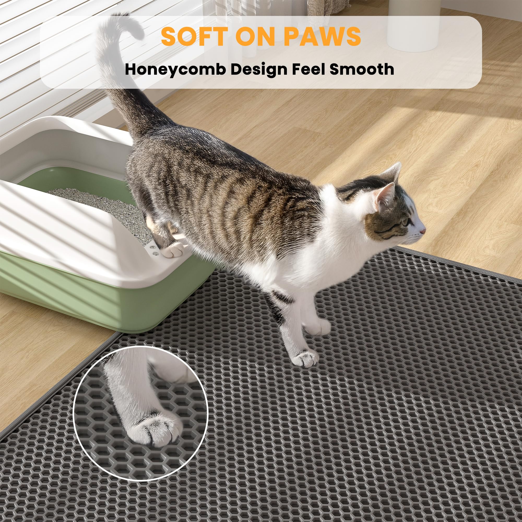 Base anti dérapage du tapis Pieviev assure une stabilité stable sous la litière.