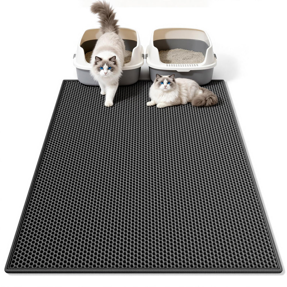 Pieviev Tapis litière double-couche pour chats, capture efficacement les grains.