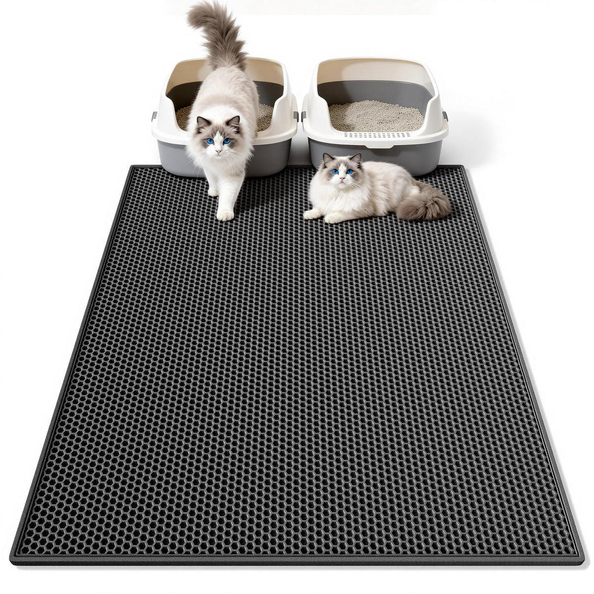 Pieviev Tapis litière double-couche pour chats, capture efficacement les grains.