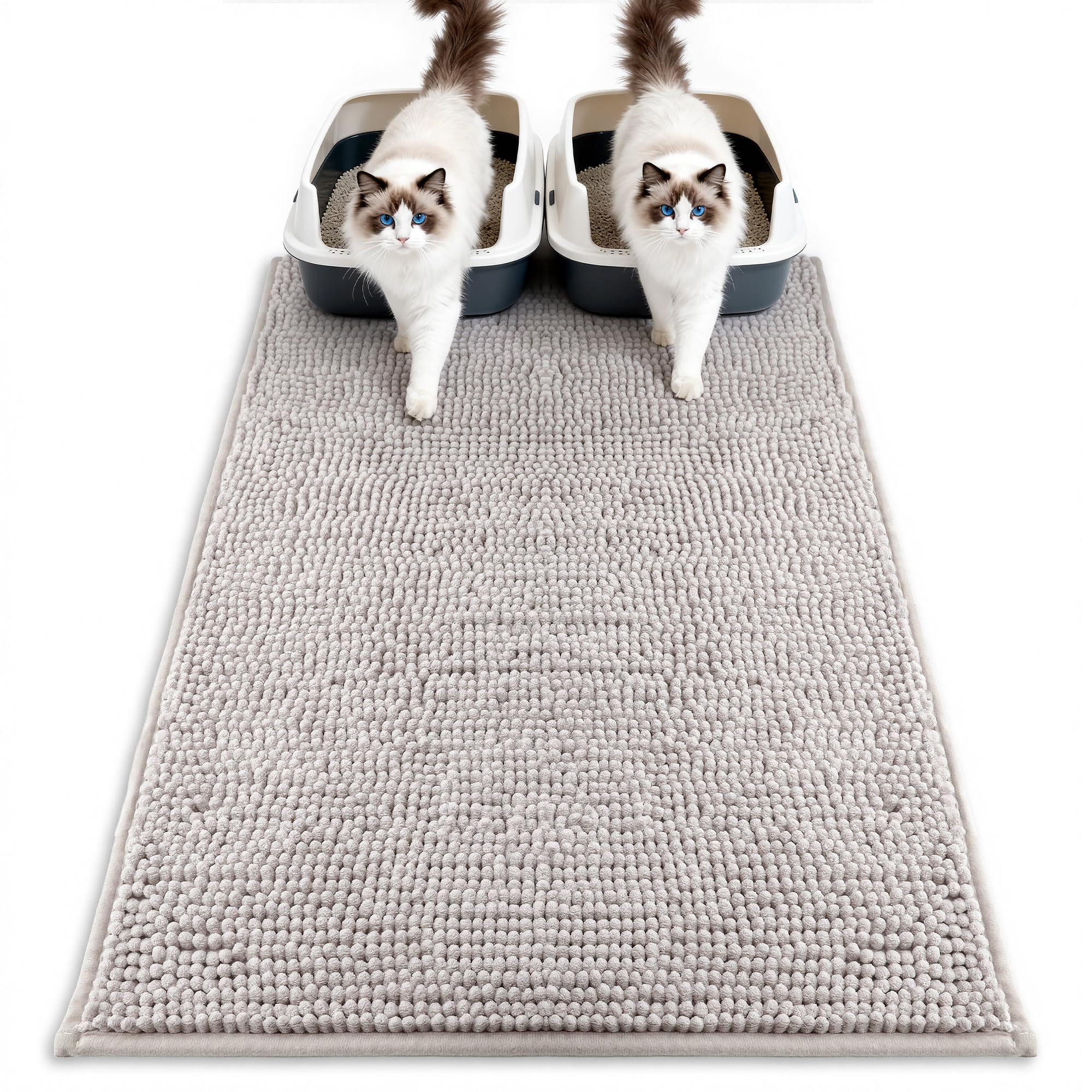 Tapis Litière Chenille Pieviev 36x30—capte litière et réduit les éclaboussures autour du bac.