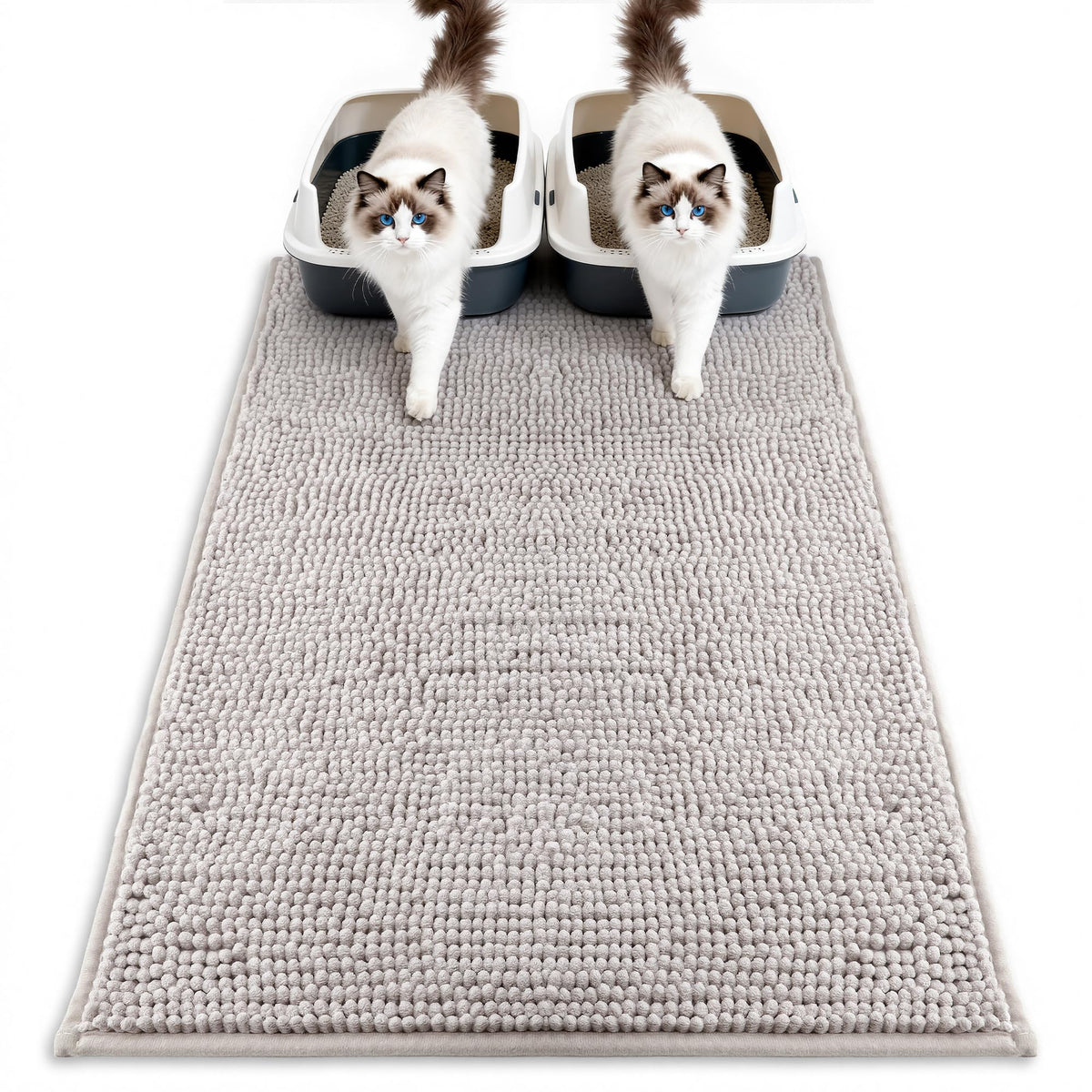 Tapis Litière Chenille Pieviev 36x30—capte litière et réduit les éclaboussures autour du bac.