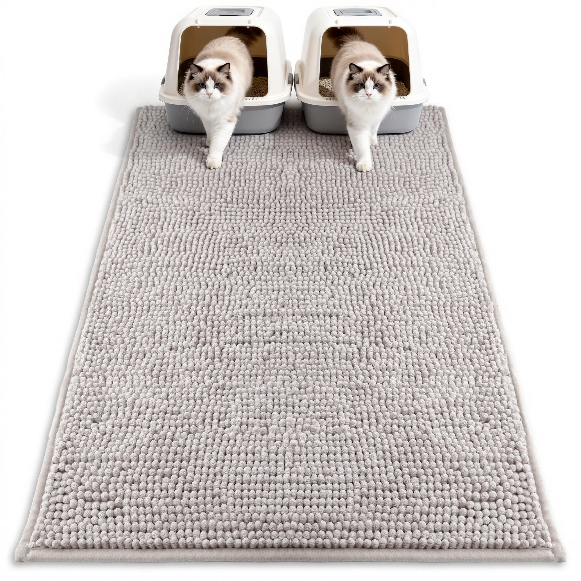 Pieviev tapis-litière chenille 48x36: capture rapidement les granulés et réduit les éclaboussures.