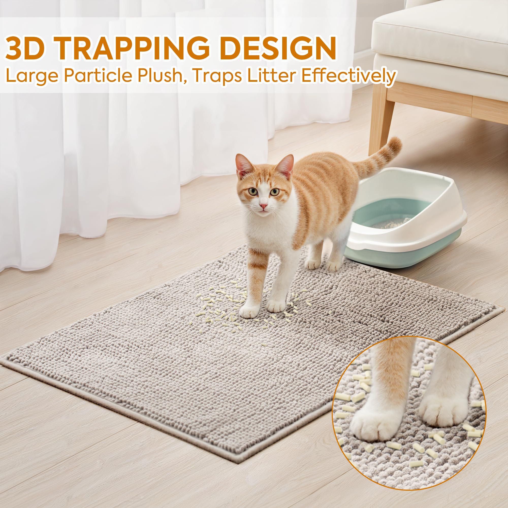 Pieviev tapis-litière chenille grand-format: idéal pour grandes boîtes et multi-chats.
