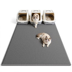 Pieviev tapis-litiere double-couche gris 47x36, capture rapidement les grains et garde le sol propre.