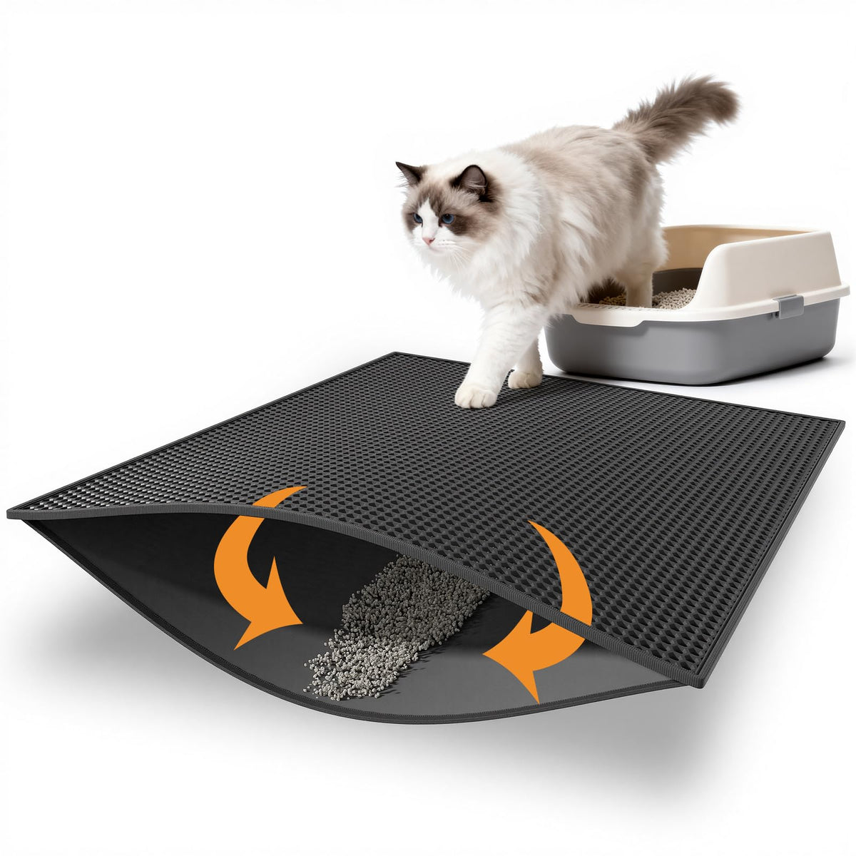 Pieviev tapis litiere double couche impermable, capture la litiere et protege le sol.