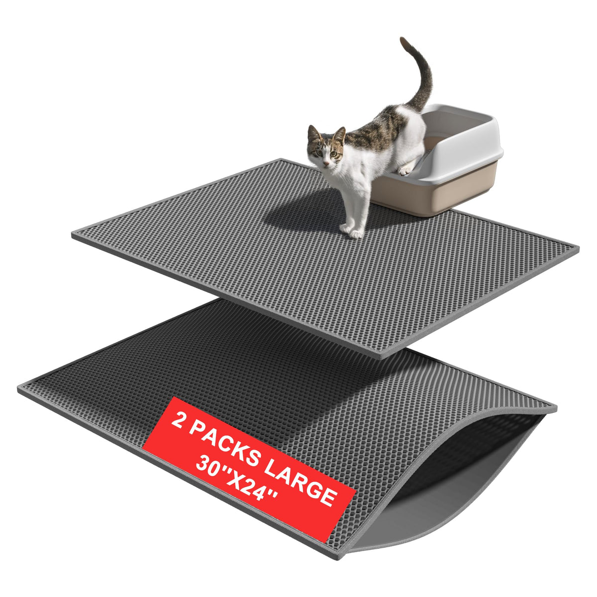 Pieviev tapis-litière double-couche imperméable protège sols et facilite nettoyage.