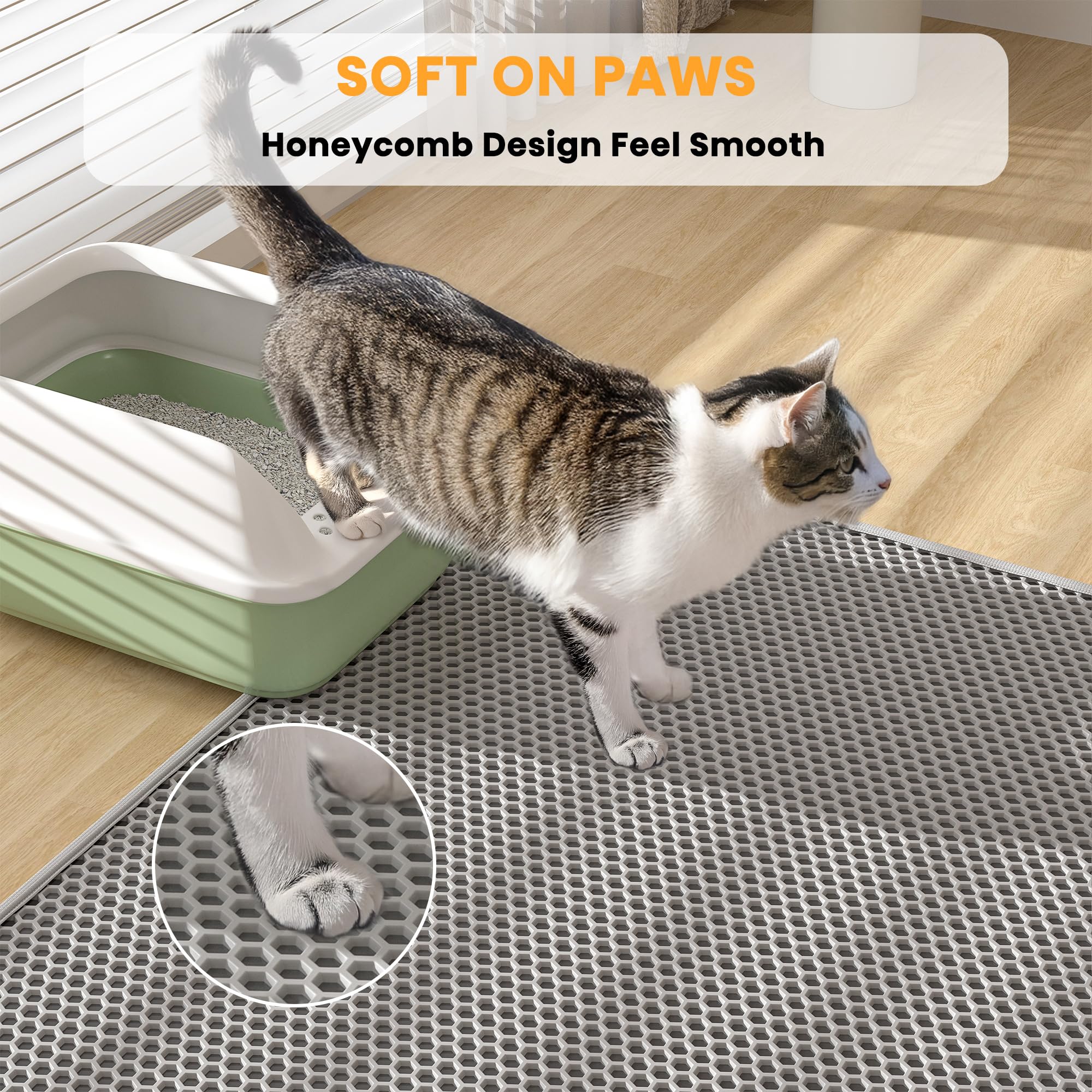 Pieviev tapis-litière doux pour pattes sensibles et confort du chat.