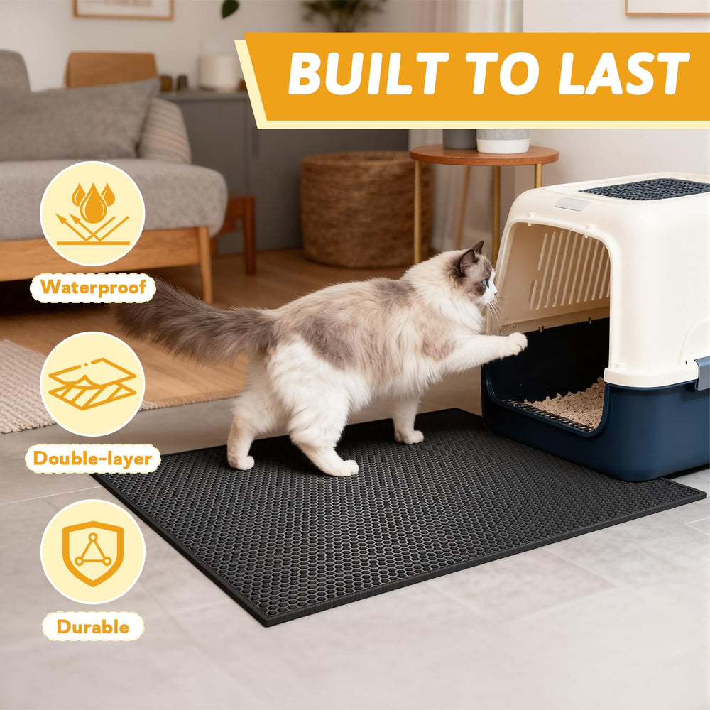 Pieviev tapis litiere doux pattes, ideal pour chats sensibles.
