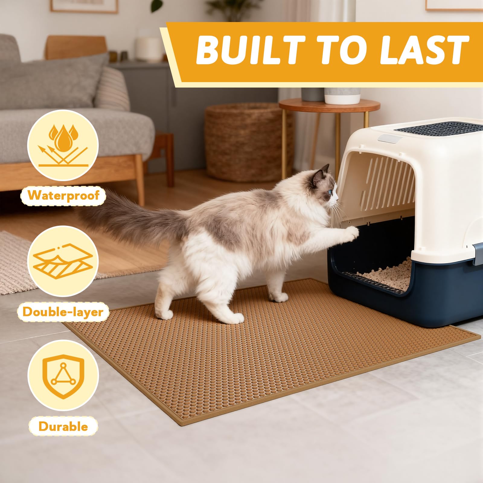 Pieviev Tapis litière durable et résistant aux griffes