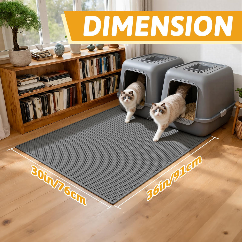 Pieviev tapis litière imperméable gris, base antidérapante protège le sol.