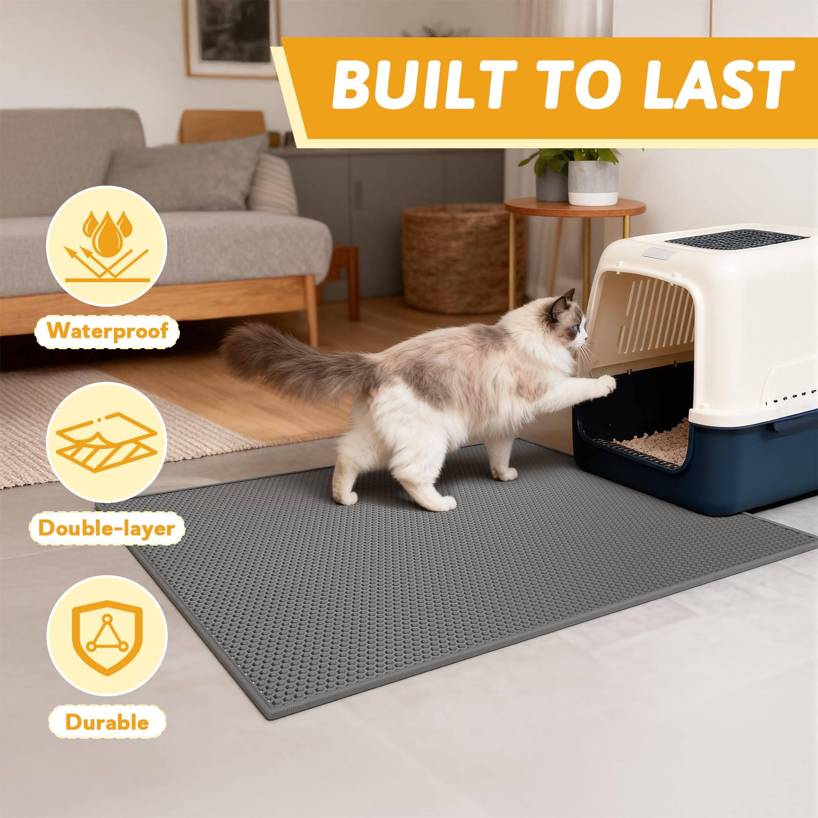 Pieviev tapis litière, protection du sol et solution durable gris 36x30.