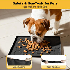 Tapis Pieviev silicone-impermeable noir materiau sûr et durable pour repas.