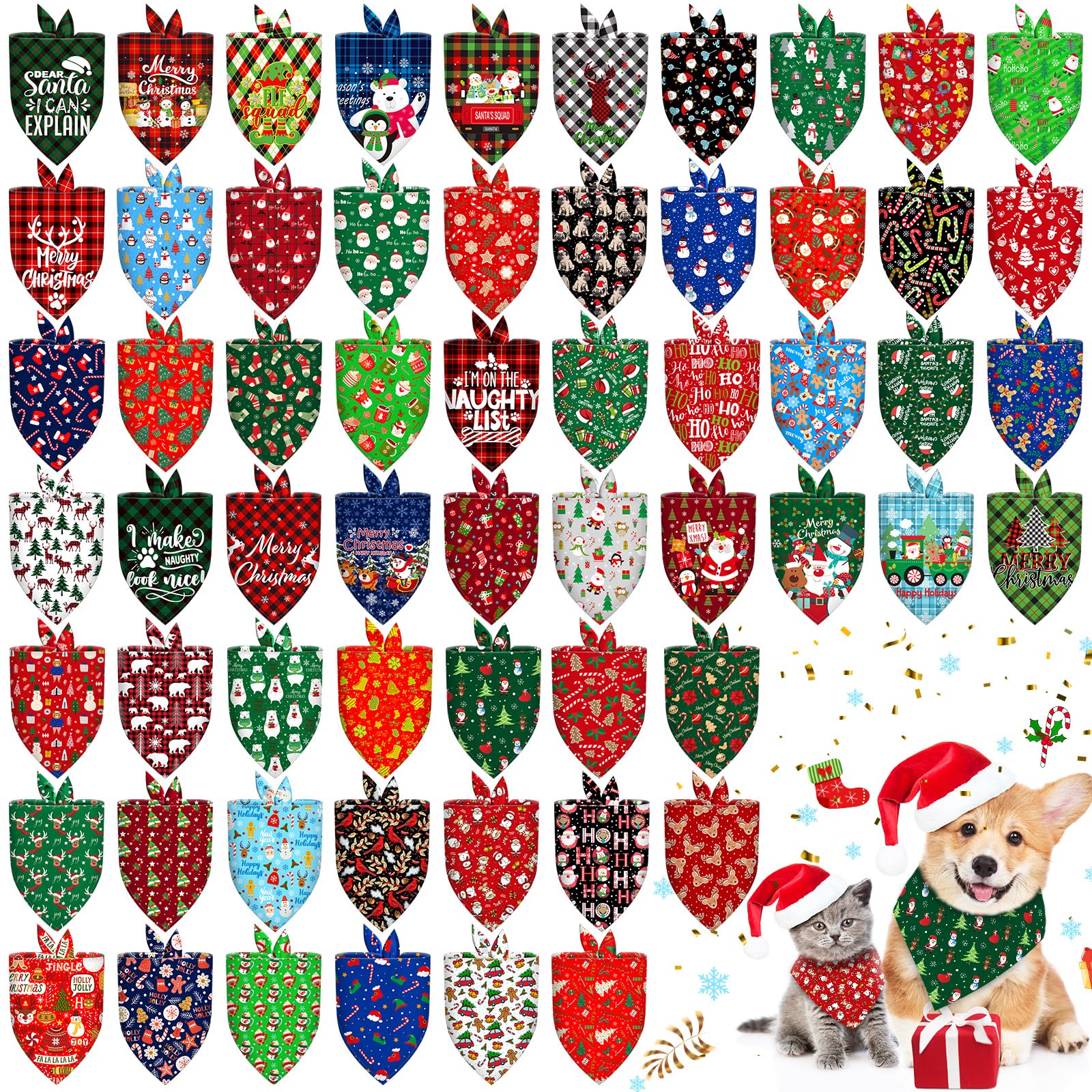 Bandanas Piklodo pour chien et chat avec 60 motifs festifs
