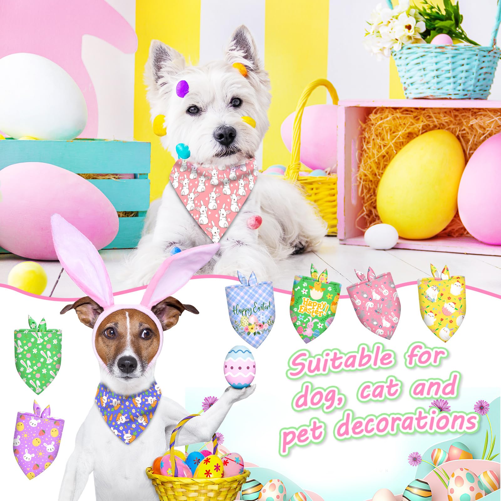 Bandanas Piklodo pour chien, motif carreaux, style graphique pour sessions de toilettage.