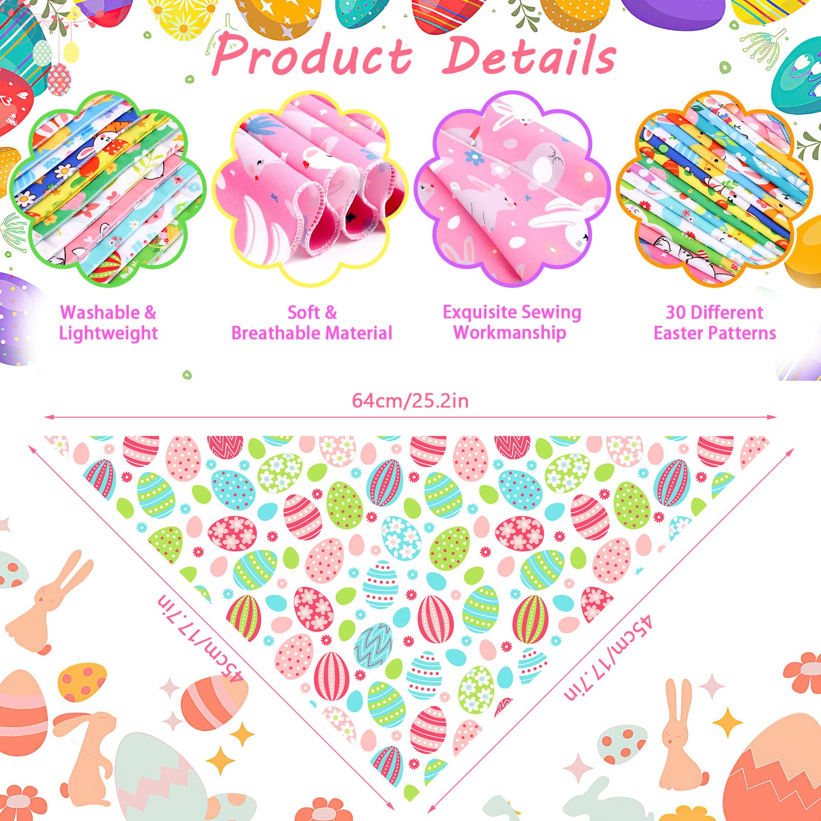 Bandanas Piklodo pour chien, motif lapin, look adorable pour sorties.