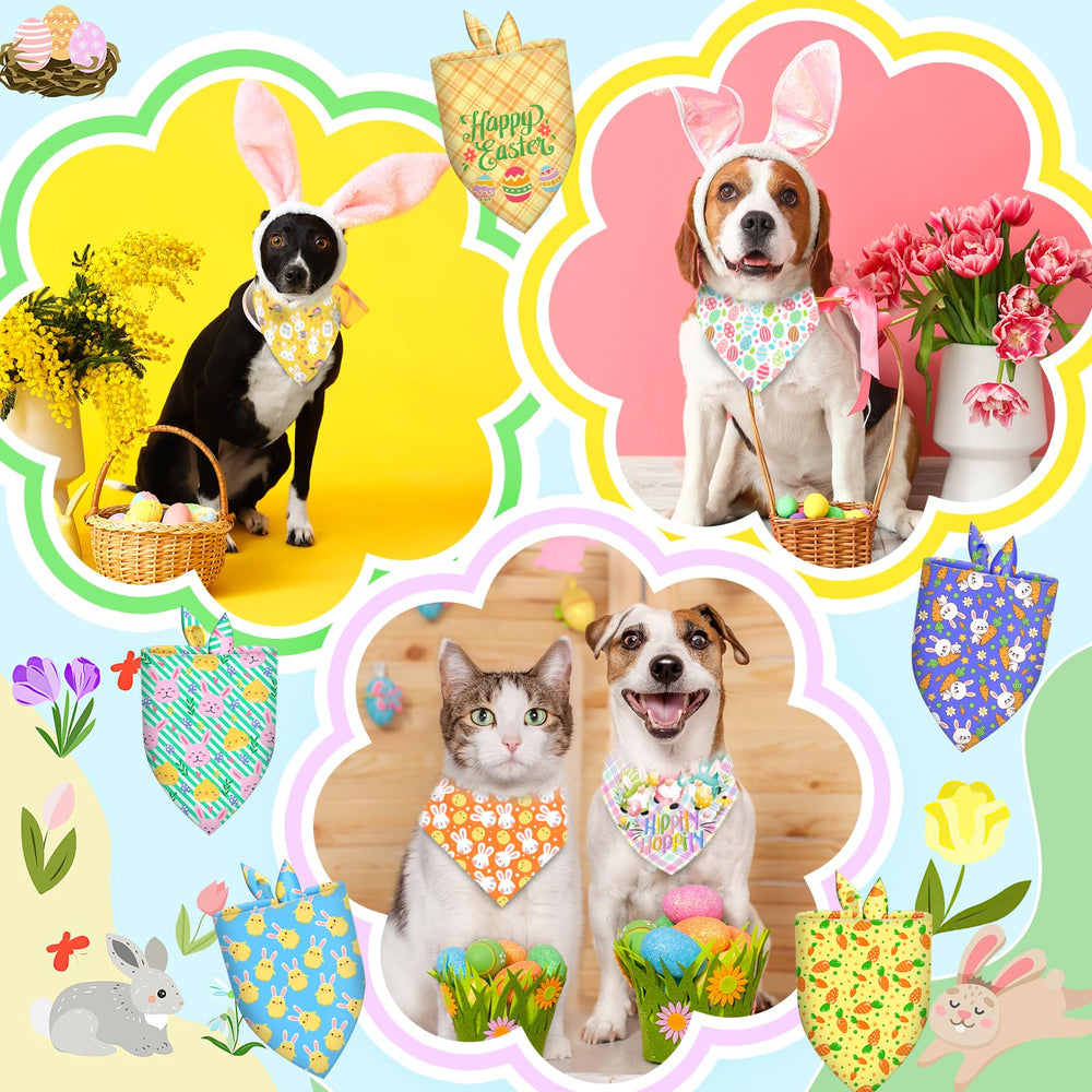 Bandana Piklodo pour chien, motif œuf, idéal pour balades printanières.