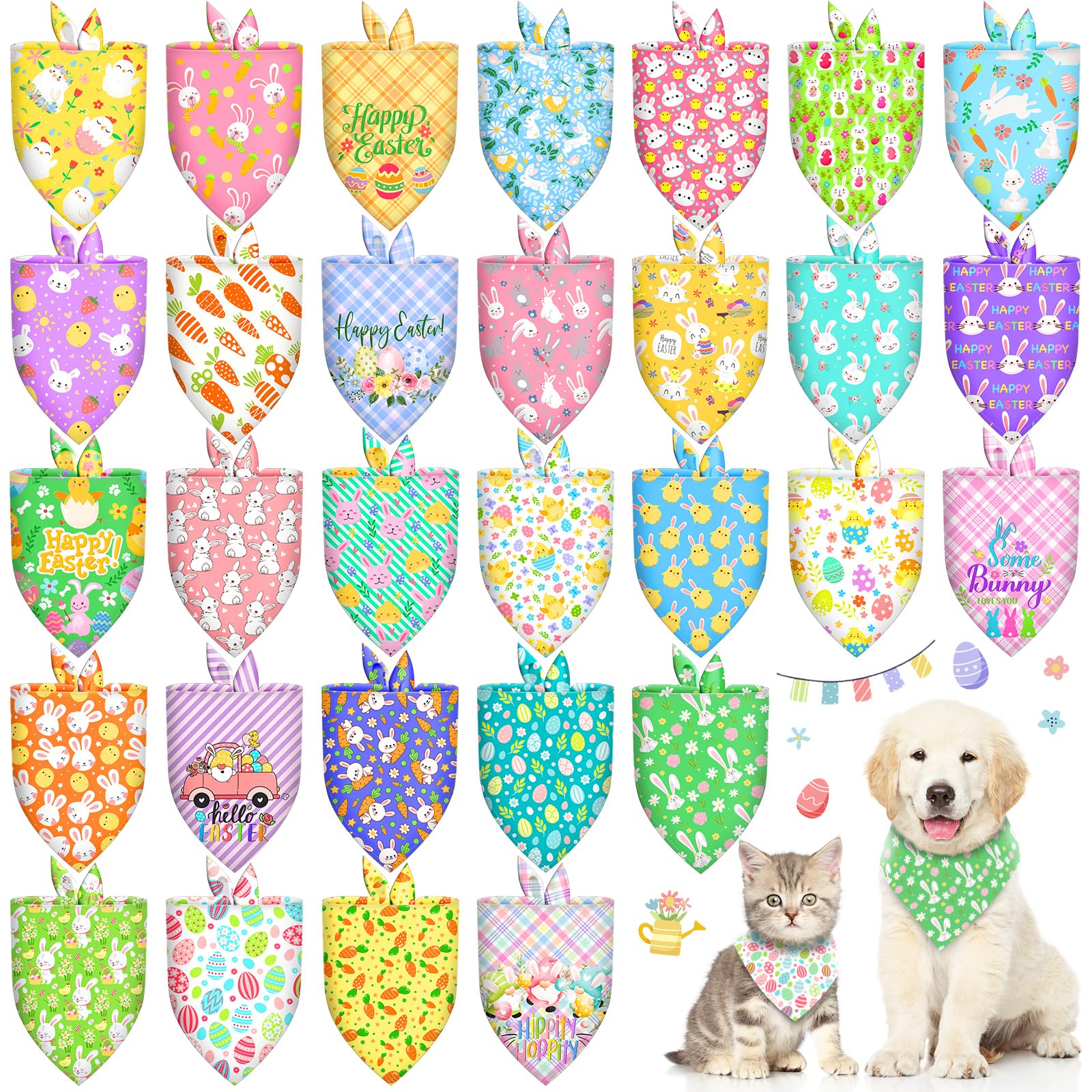Bandanas Piklodo pour chien, ensemble Paques, prêt pour photos festives.