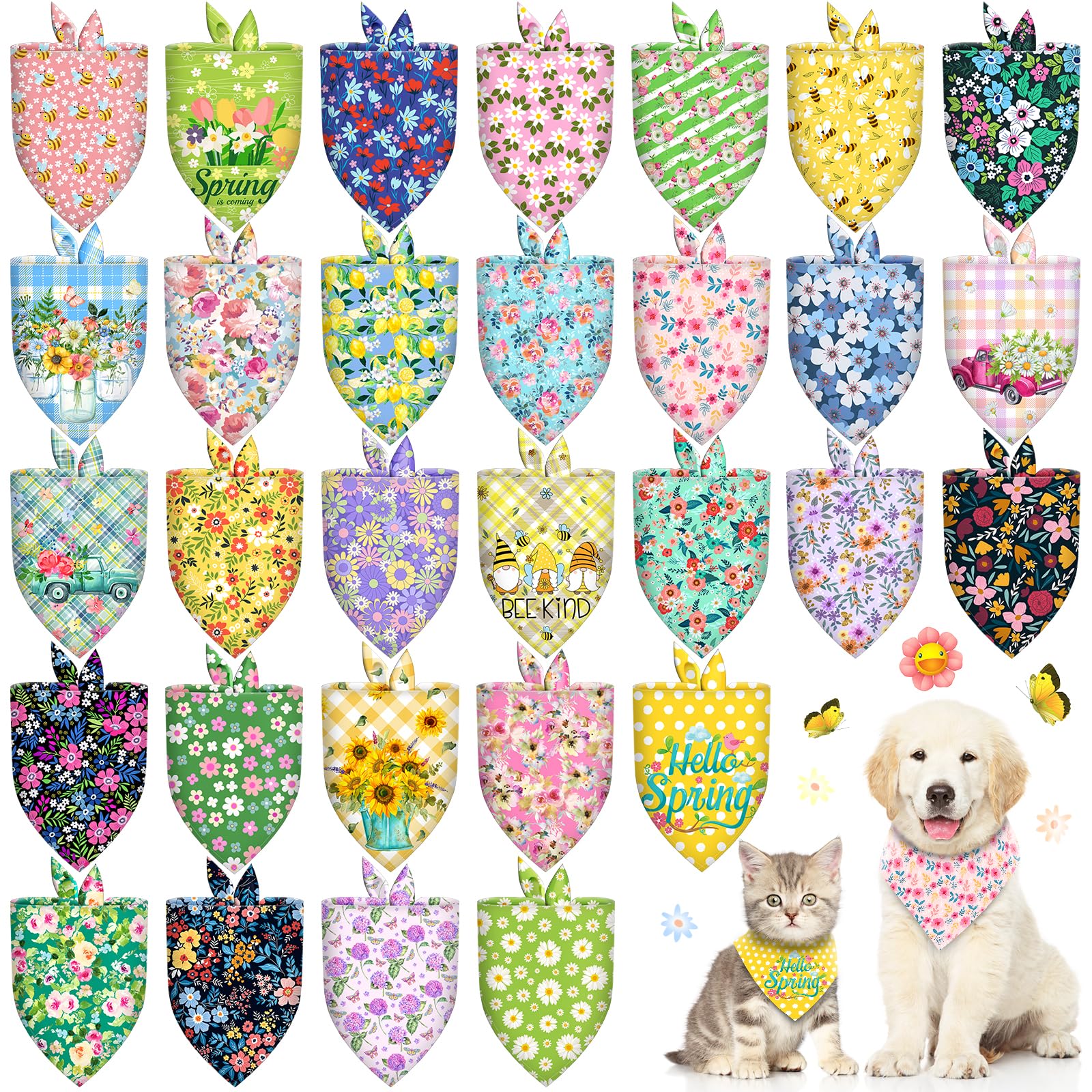 Bandana Piklodo fleurs printemps pour chien, idéal pour photos festives