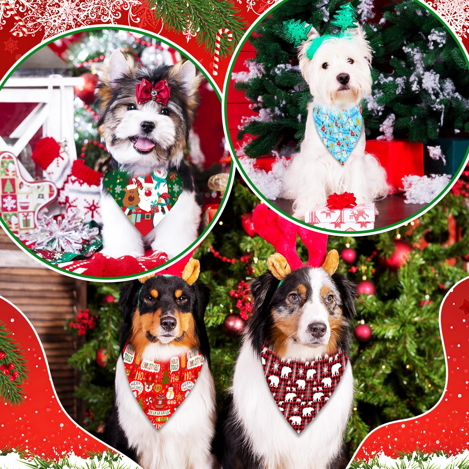 Bandanas Piklodo motifs de Noël variés pour photos festives