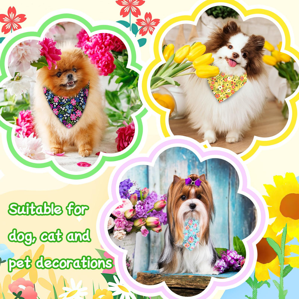 Bandana Piklodo motif tulipes roses pour chien et chat, couleur vive