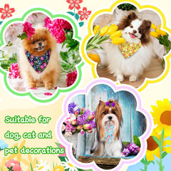 Bandana Piklodo motif tulipes roses pour chien et chat, couleur vive