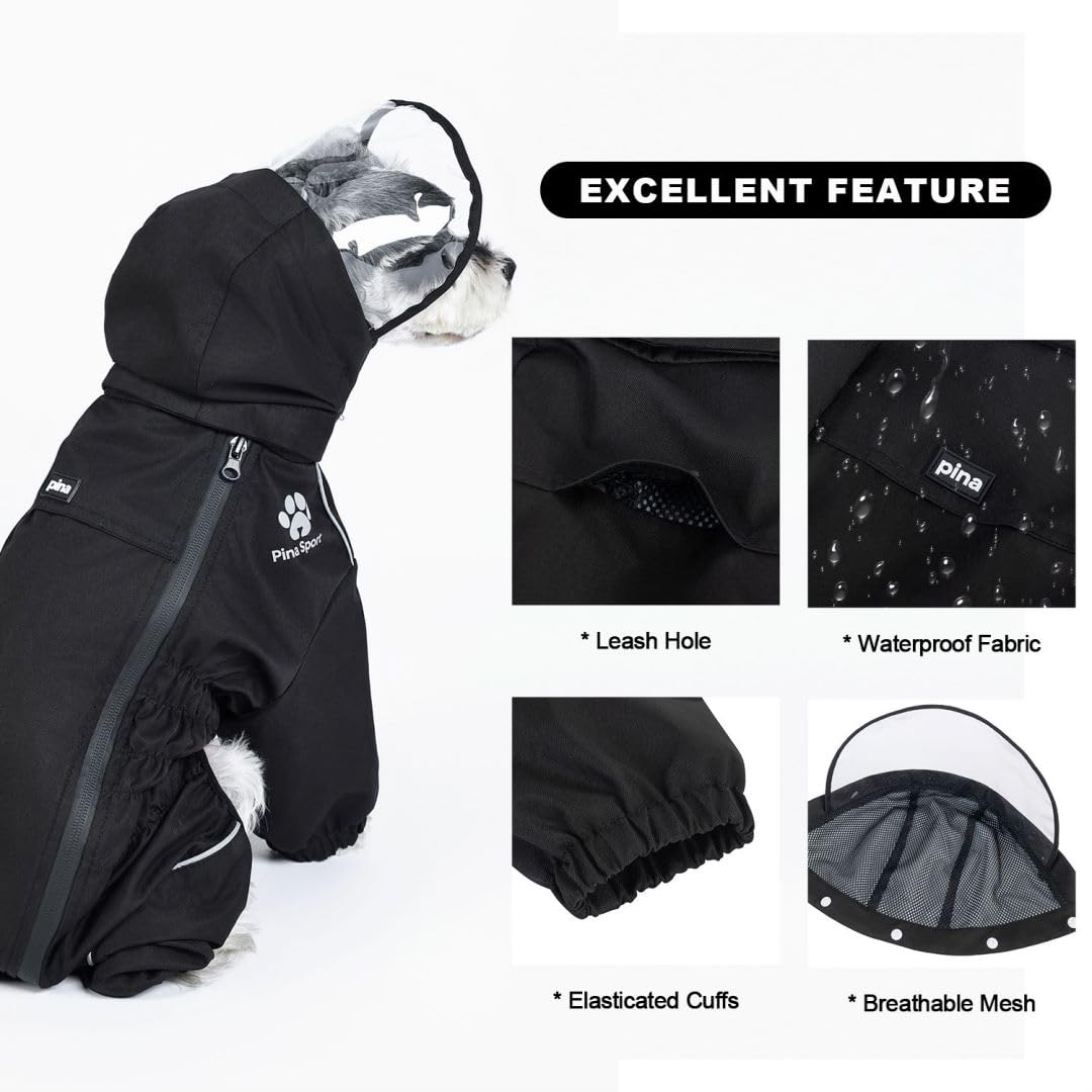 Pina manteau chien capuche transparente amovible pour visibilité et confort.