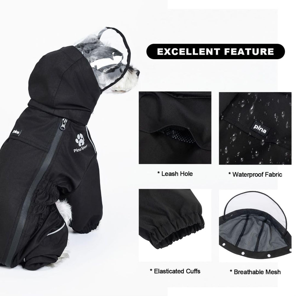 Pina manteau chien capuche transparente amovible pour visibilité et confort.