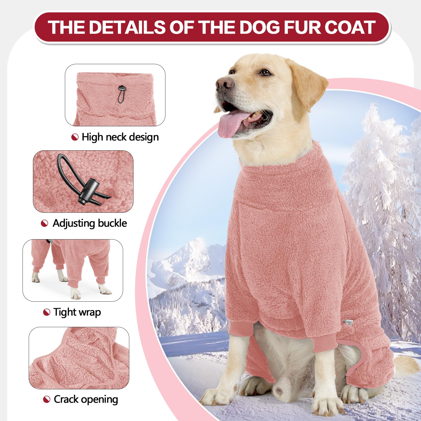 Manteau Pinellia pour chien, capuche intégrée pour temps froid et vent.