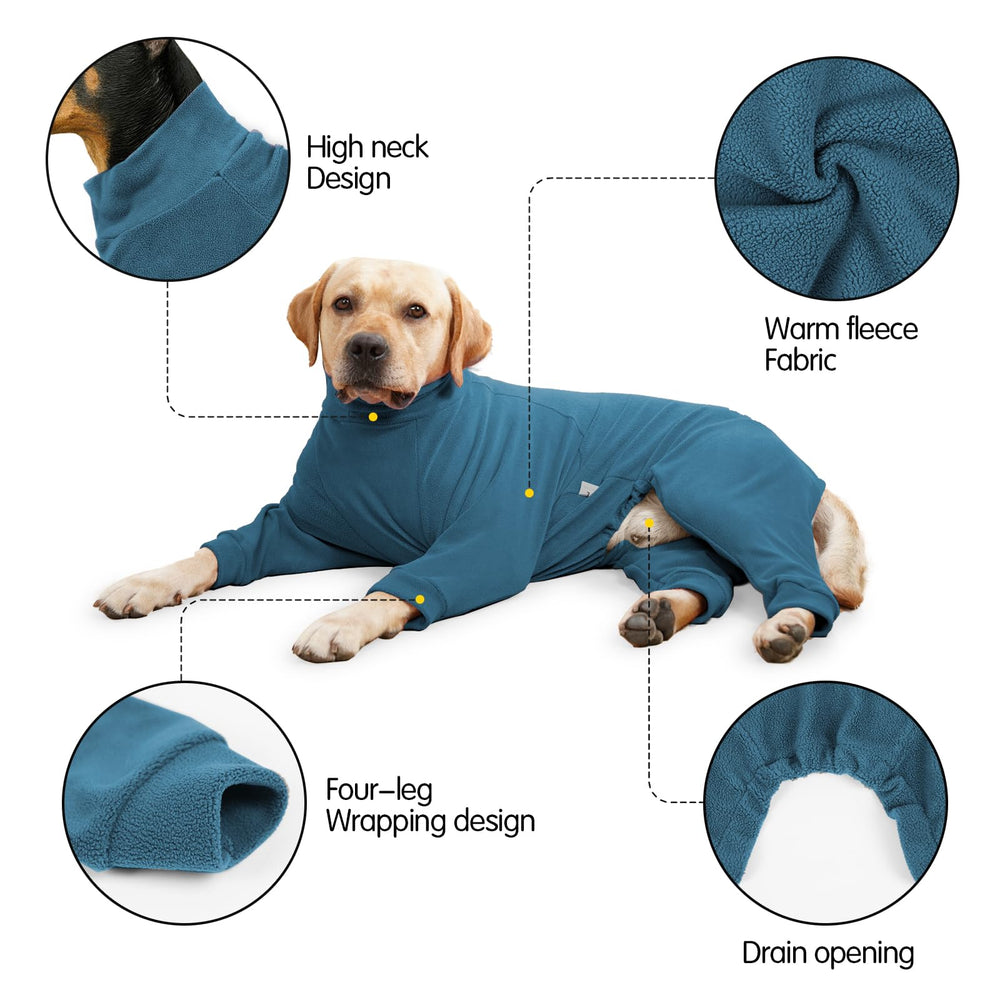Texture polaire douce du manteau Pinellia pour chien turquoise, chaleur agréable.