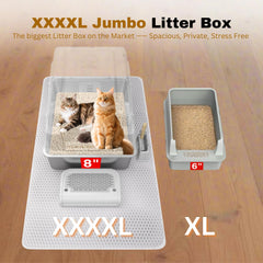 PINENEST boîte litière inox anti-fuite et durable pour grand chat