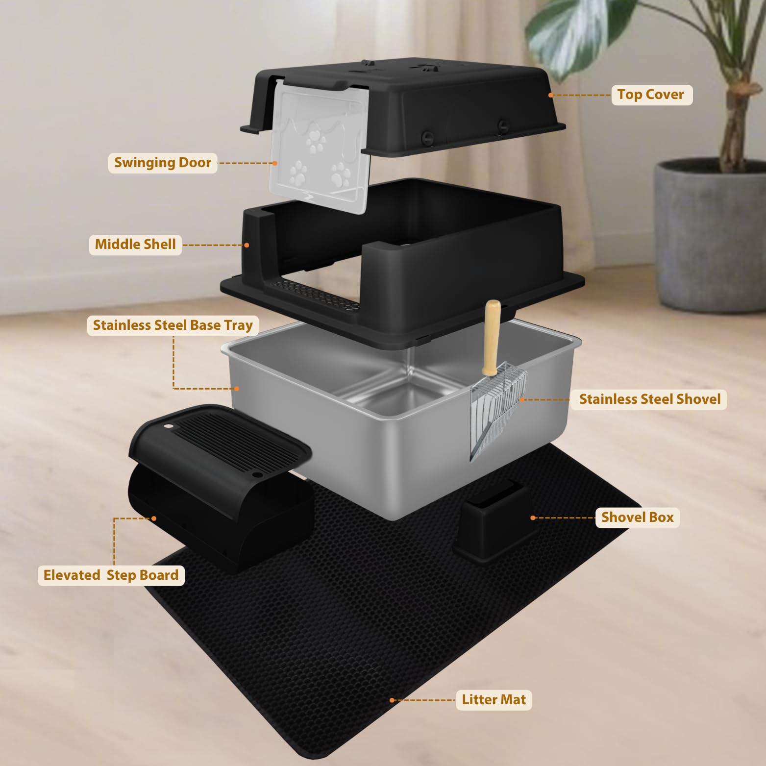 PINENEST XXXXL pan litière 8 pouces, profondeur adaptée