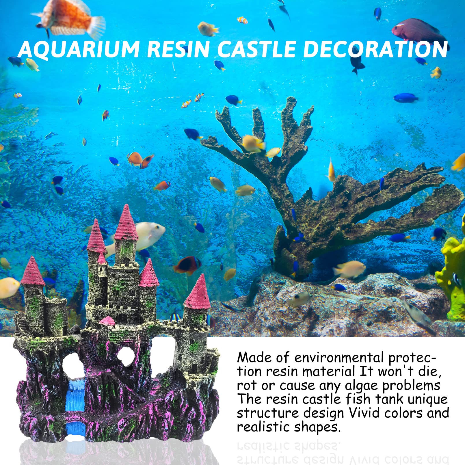 PINVNBY décor d'aquarium rose, résistance et sécurité sans odeur.
